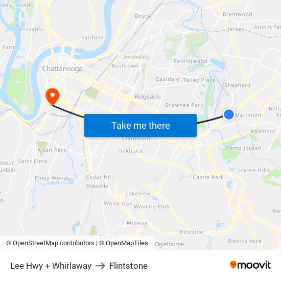 Lee Hwy + Whirlaway to Flintstone map