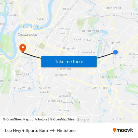 Lee Hwy + Sports Barn to Flintstone map