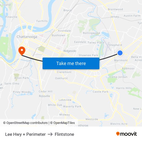 Lee Hwy + Perimeter to Flintstone map