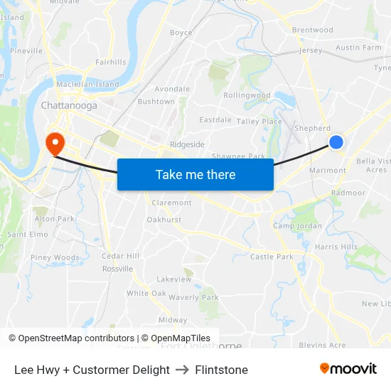Lee Hwy + Custormer Delight to Flintstone map