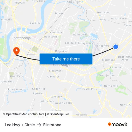 Lee Hwy + Circle to Flintstone map