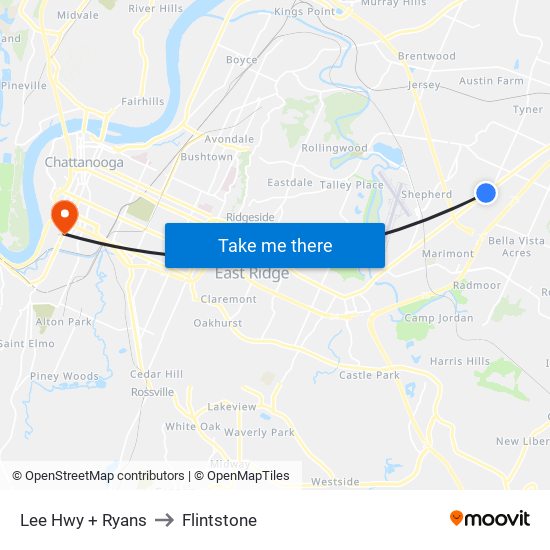 Lee Hwy + Ryans to Flintstone map