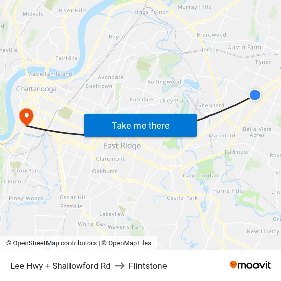 Lee Hwy + Shallowford Rd to Flintstone map