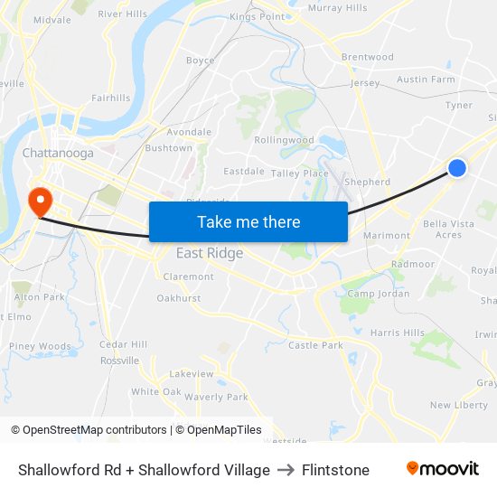 Shallowford Rd + Shallowford Village to Flintstone map