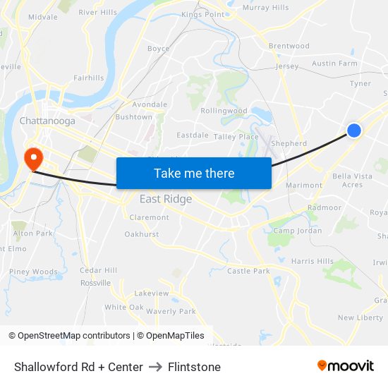 Shallowford Rd + Center to Flintstone map