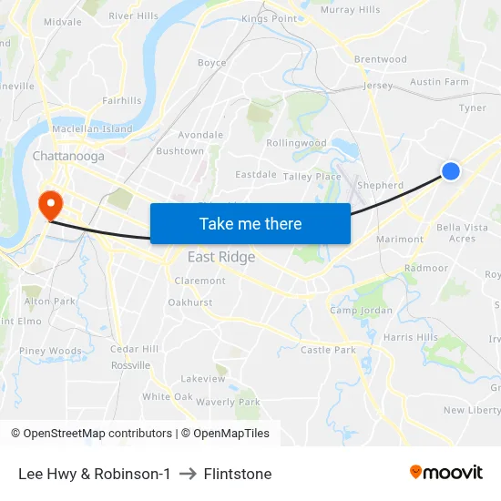 Lee Hwy & Robinson-1 to Flintstone map