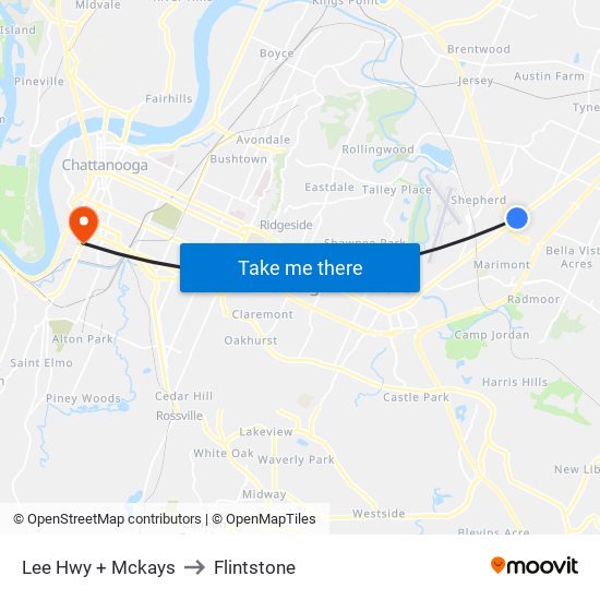Lee Hwy + Mckays to Flintstone map