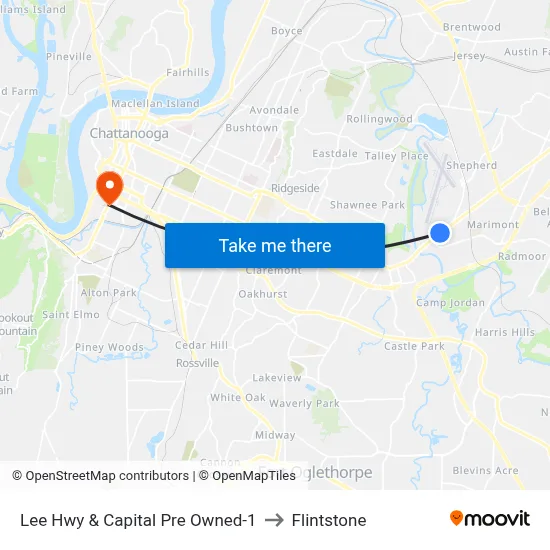 Lee Hwy & Capital Pre Owned-1 to Flintstone map