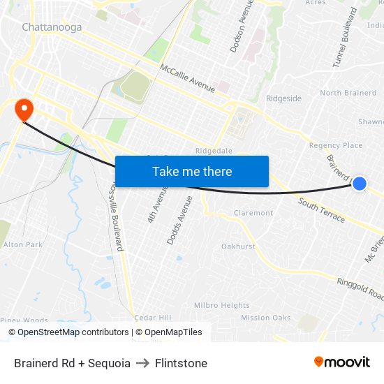 Brainerd Rd + Sequoia to Flintstone map