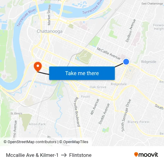 Mccallie Ave & Kilmer-1 to Flintstone map