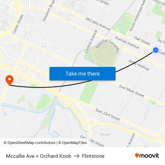 Mccallie Ave + Orchard Knob to Flintstone map