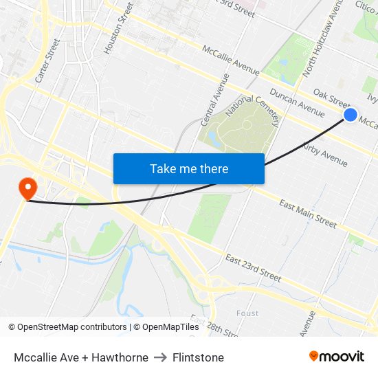 Mccallie Ave + Hawthorne to Flintstone map