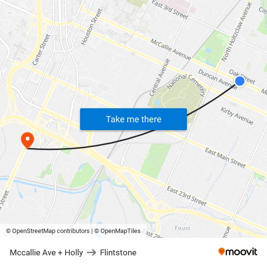 Mccallie Ave + Holly to Flintstone map