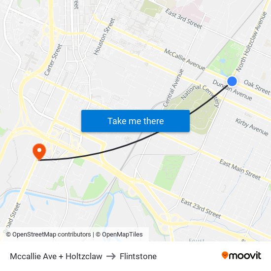 Mccallie Ave + Holtzclaw to Flintstone map