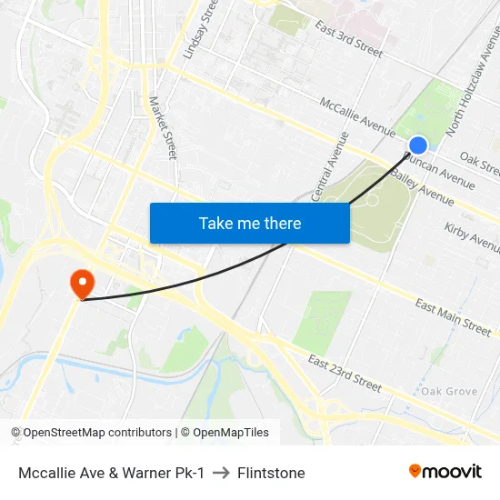 Mccallie Ave & Warner Pk-1 to Flintstone map