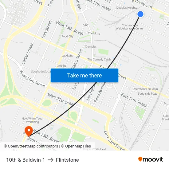 10th & Baldwin-1 to Flintstone map