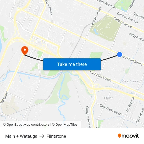 Main + Watauga to Flintstone map