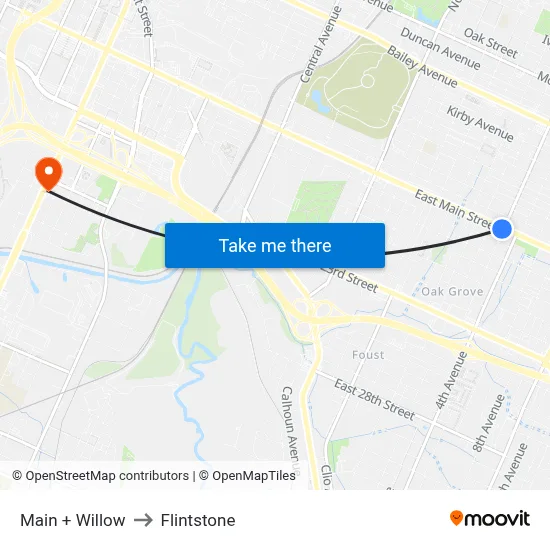 Main + Willow to Flintstone map