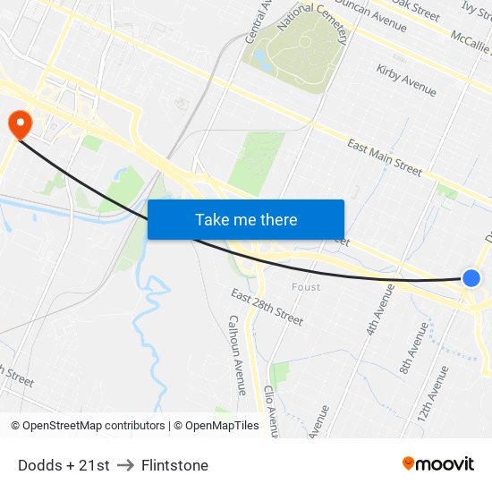 Dodds + 21st to Flintstone map