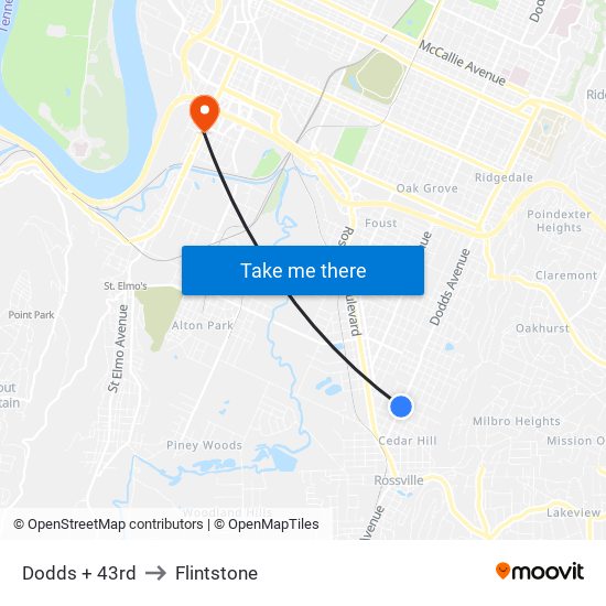 Dodds + 43rd to Flintstone map