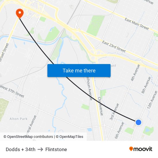 Dodds + 34th to Flintstone map