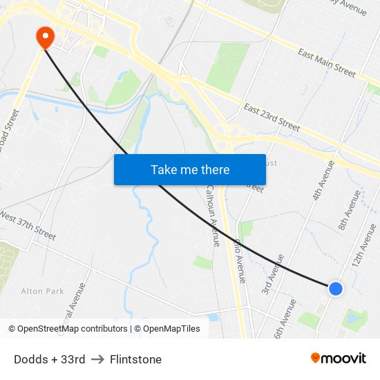 Dodds + 33rd to Flintstone map