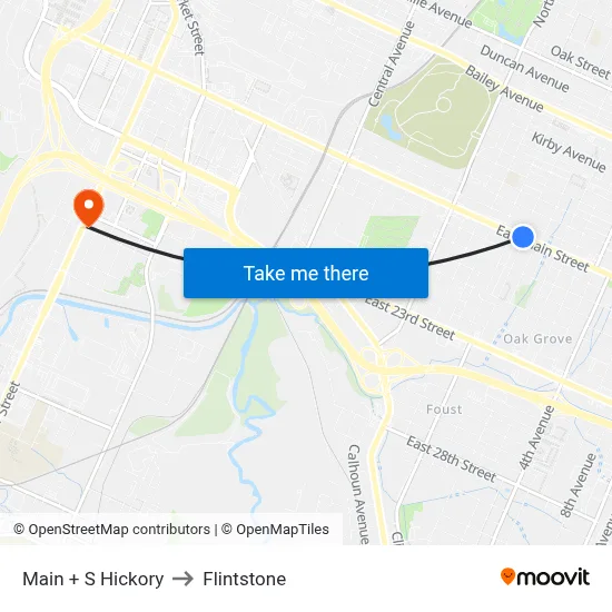 Main + S Hickory to Flintstone map