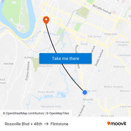 Rossville Blvd + 48th to Flintstone map