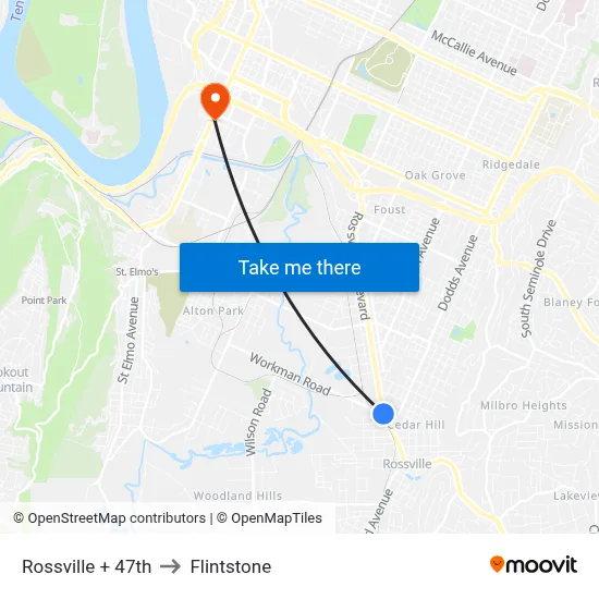 Rossville + 47th to Flintstone map