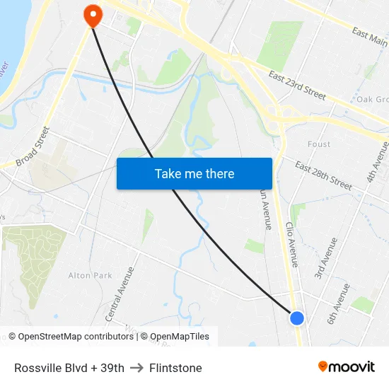 Rossville Blvd + 39th to Flintstone map