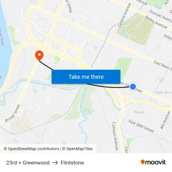23rd + Greenwood to Flintstone map