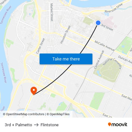 3rd + Palmetto to Flintstone map