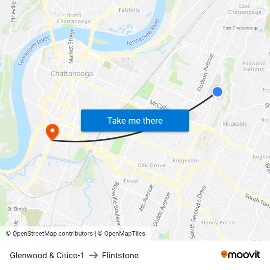 Glenwood & Citico-1 to Flintstone map