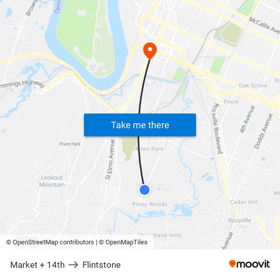 Market + 14th to Flintstone map