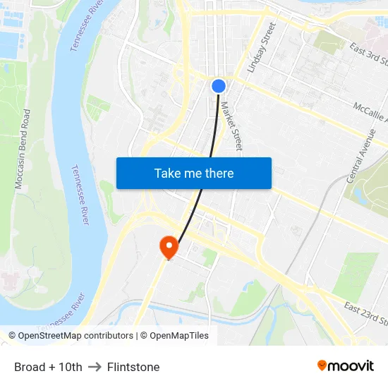 Broad + 10th to Flintstone map