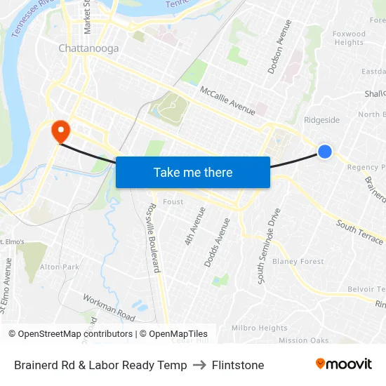 Brainerd Rd & Labor Ready Temp to Flintstone map
