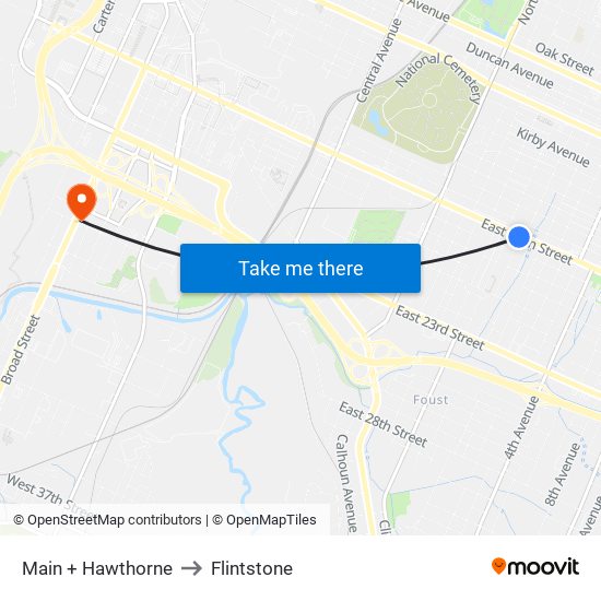 Main + Hawthorne to Flintstone map