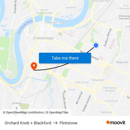 Orchard Knob + Blackford to Flintstone map