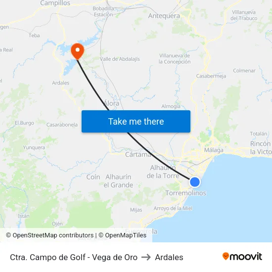 Ctra. Campo de Golf - Vega de Oro to Ardales map
