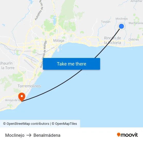 Moclinejo to Benalmádena map