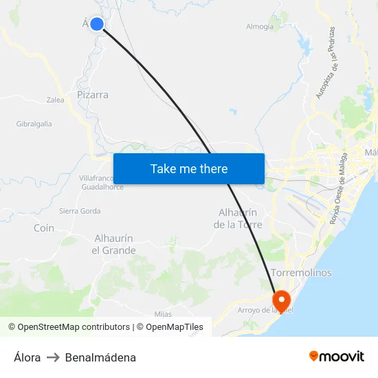 Álora to Benalmádena map