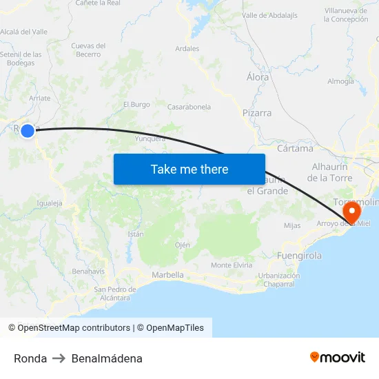Ronda to Benalmádena map