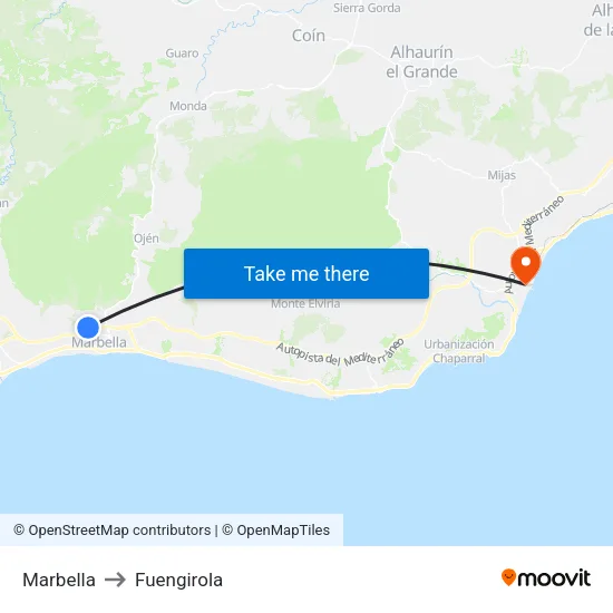Marbella to Fuengirola map