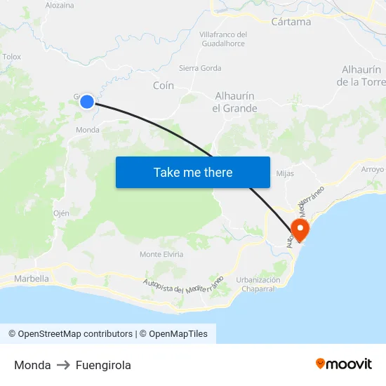 Monda to Fuengirola map