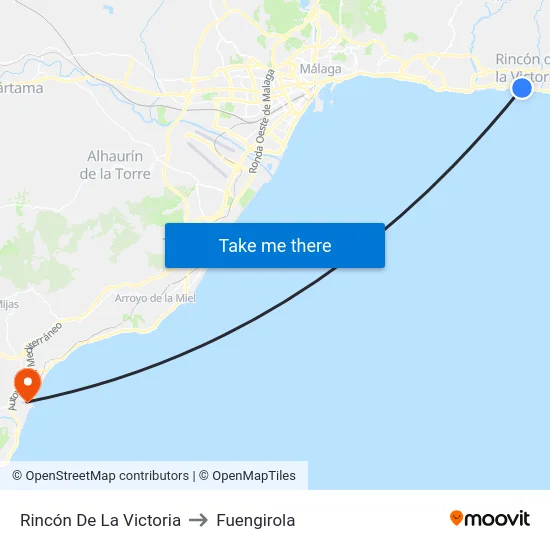 Rincón De La Victoria to Fuengirola map