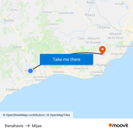 Benahavís to Mijas map