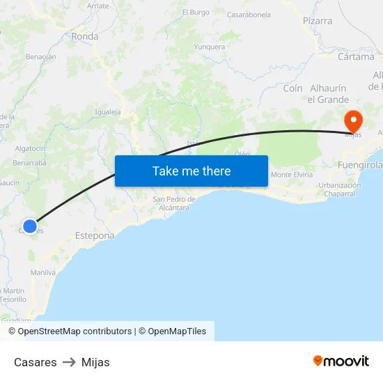 Casares to Mijas map