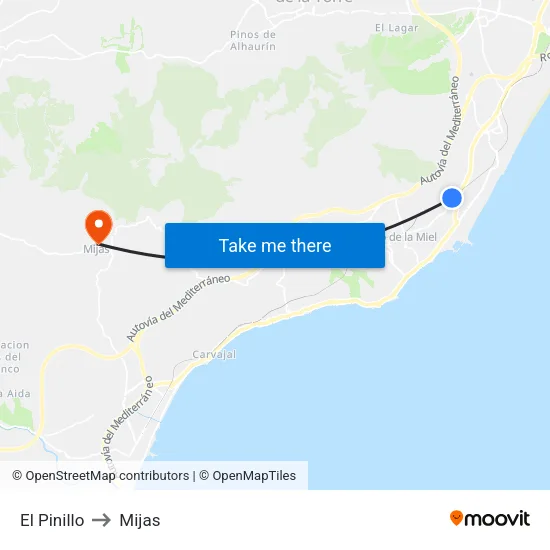 El Pinillo to Mijas map