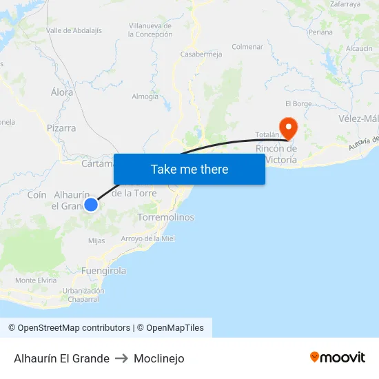 Alhaurín El Grande to Moclinejo map