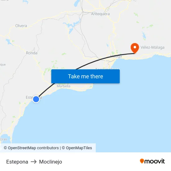 Estepona to Moclinejo map